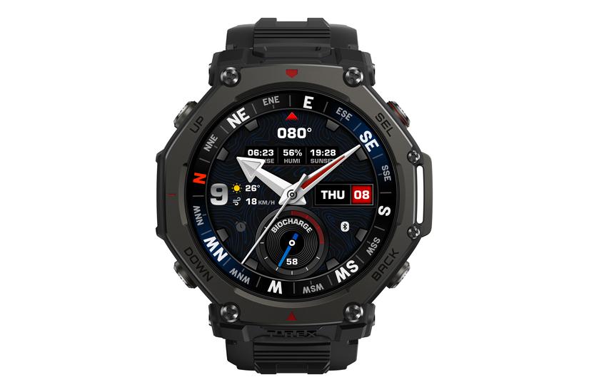 Amazfit T-Rex 3 Pro 3,81 cm (1.5") AMOLED 48 mm Digital 480 x 480 pixel Berøringsskærm Sort Wi-Fi GPS (satellit)