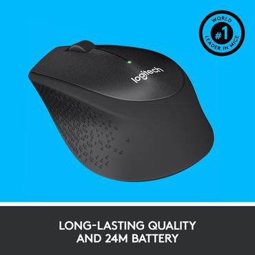 Logitech M330 SILENT PLUS - Mus - 3 knapper - trådløs - 2.4 GHz - trådløs modtager (USB) - sort