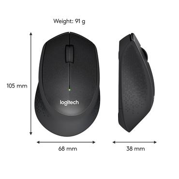 Logitech M330 SILENT PLUS - Mus - 3 knapper - trådløs - 2.4 GHz - trådløs modtager (USB) - sort