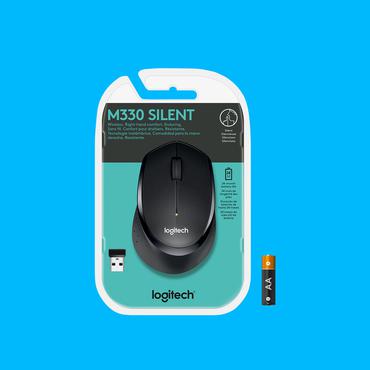 Logitech M330 SILENT PLUS - Mus - 3 knapper - trådløs - 2.4 GHz - trådløs modtager (USB) - sort