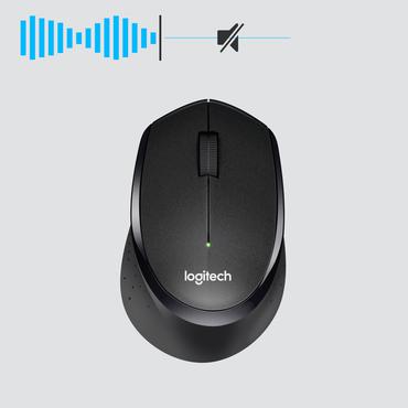 Logitech M330 SILENT PLUS - Mus - 3 knapper - trådløs - 2.4 GHz - trådløs modtager (USB) - sort