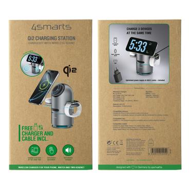 4smarts 541602 oplader til mobil enhed Hovedtelefoner, Headset, Smartphone, SmartWatch Grå Vekselstrøm Trådløs opladning Indendørs