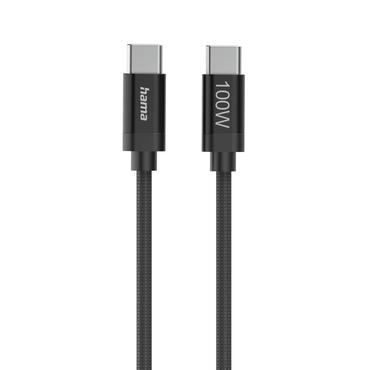 Hama Fabric USB-kabel USB 2.0 1,5 m USB C Sort