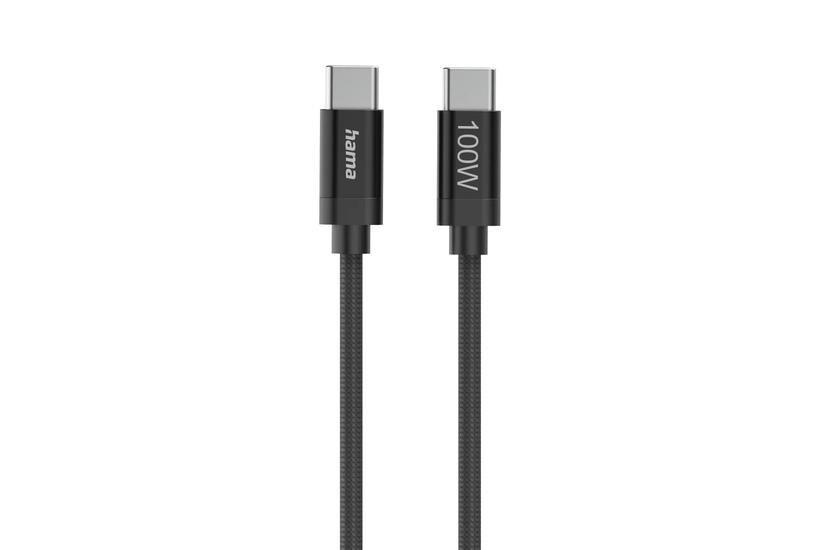 Hama Fabric USB-kabel USB 2.0 1,5 m USB C Sort