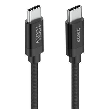 Hama Fabric USB-kabel USB 2.0 1,5 m USB C Sort