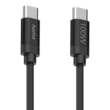Hama Fabric USB-kabel USB 2.0 1,5 m USB C Sort