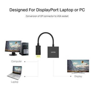 Unitek-adapter DisplayPort till VGA FullHD