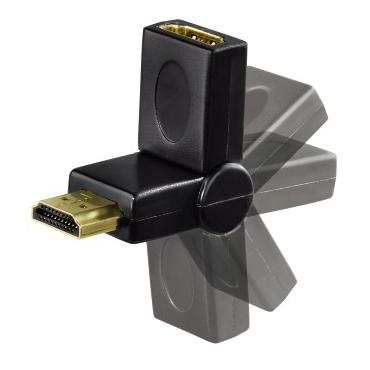 Hama Compact Adapter HDMI Plug - HDMI Socket, swivelling, black Sort