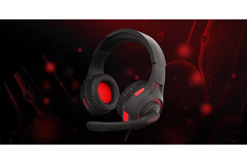 GENESIS Radon 210 Headset Ledningsført Spil USB Type-A Sort, Rød