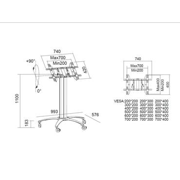 Multibrackets M Public Display Stand 110 Tilt & Table st&auml;ll - f&ouml;r LCD-display - svart