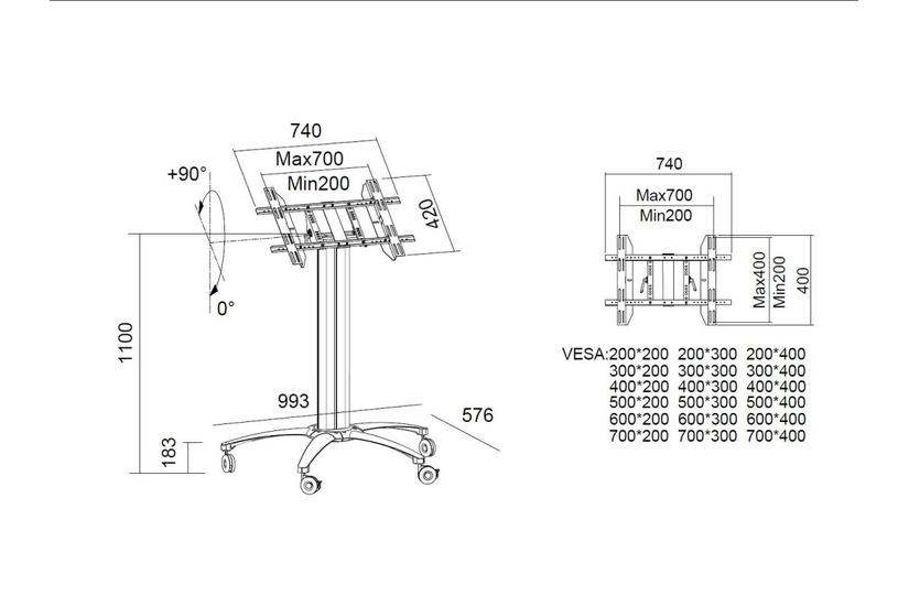 Multibrackets M Public Display Stand 110 Tilt & Table st&auml;ll - f&ouml;r LCD-display - svart