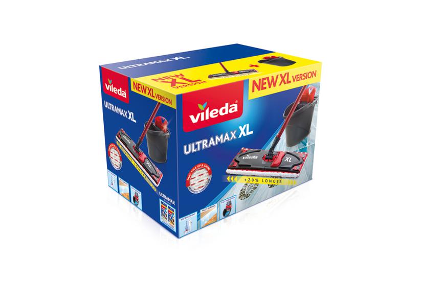 Vileda Ultramax XL Box reng&oslash;ringsmoppe T&oslash;r&v&aring;d Mikrofiber Sort, R&oslash;d