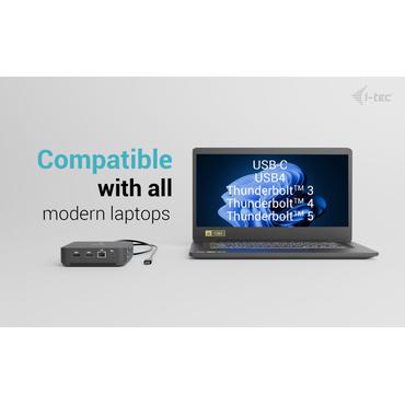 i-tec USB-C DP Dual HDMI Docking Station with Power Delivery 100 W + Universal Charger 100W Ledningsf&oslash;rt USB 3.2 Gen 2 (3.1 Gen 2) Type-C Sort