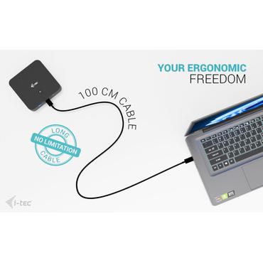 i-tec USB-C DP Dual HDMI Docking Station with Power Delivery 100 W + Universal Charger 100W Ledningsf&oslash;rt USB 3.2 Gen 2 (3.1 Gen 2) Type-C Sort