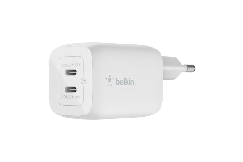 Belkin BoostCharge Pro GaN strømforsyningsadapter - PPS og GaN-teknologi - 2 x USB-C - 65 Watt