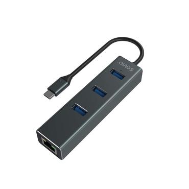 Savio AK-57 USB-C - 3 x USB-A HUB with RJ-45 Gigabit Ethernet adapter 5000 Mbit/s grey 2 x USB 3.2 Gen 2 (3.1 Gen 2) Type-C 1000 Mbit/s Grå
