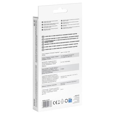 Savio AK-57 USB-C - 3 x USB-A HUB with RJ-45 Gigabit Ethernet adapter 5000 Mbit/s grey 2 x USB 3.2 Gen 2 (3.1 Gen 2) Type-C 1000 Mbit/s Grå
