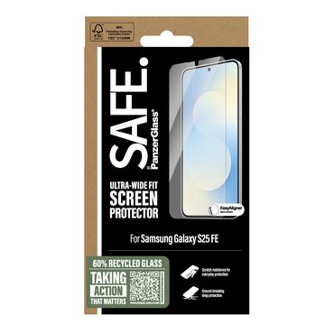 PanzerGlass SAFE. by ® Skærmbeskyttelse Samsung Galaxy S25 FE 5G | Ultra-Wide Fit m. EasyAligner