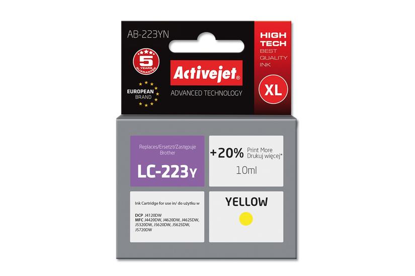 Activejet AB-223YN blæk (Brother LC223Y udskiftning; Supreme; 10 ml; gul)