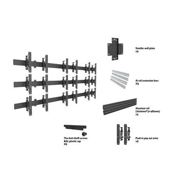 Multibrackets M Wallmount Pro MBW3x3U - konsol - för 9 LCD-displayer - svart