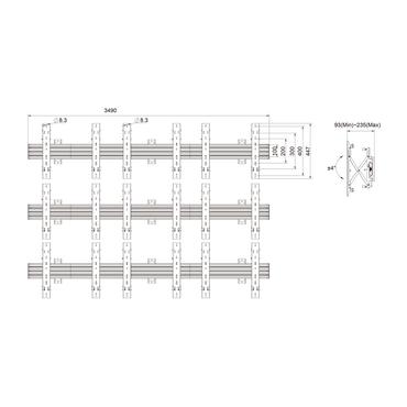 Multibrackets M Wallmount Pro MBW3x3U - konsol - för 9 LCD-displayer - svart