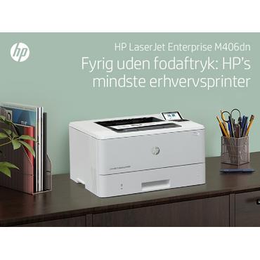 HP LaserJet Enterprise M406dn Sort og hvid Printer, Kun ethernet; Dupleks