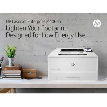 HP LaserJet Enterprise M406dn Sort og hvid Printer, Kun ethernet; Dupleks