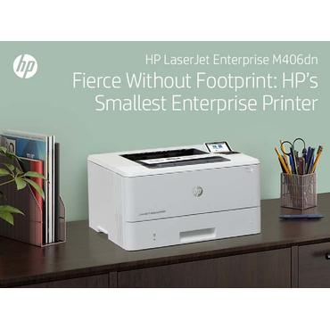 HP LaserJet Enterprise M406dn Sort og hvid Printer, Kun ethernet; Dupleks