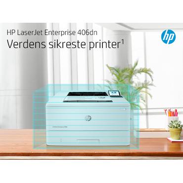 HP LaserJet Enterprise M406dn Sort og hvid Printer, Kun ethernet; Dupleks