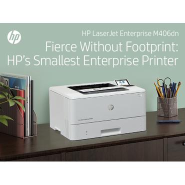 HP LaserJet Enterprise M406dn Sort og hvid Printer, Kun ethernet; Dupleks