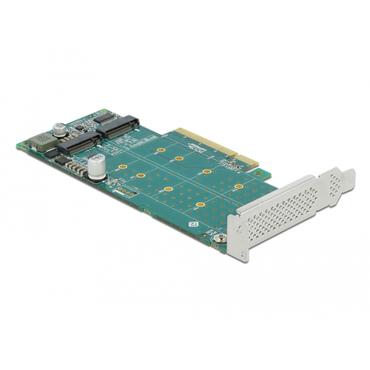 Delock PCI Express x8 Card to 2 x internal NVMe M.2 Key M - Bifurcation - lagringskontrol - M.2 NVMe Card - PCIe 4.0 x8