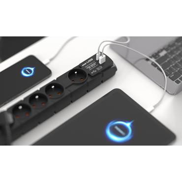 ACAR W2436 overspændingsbeskytter Sort 6 AC stikkontakt(er) 230 V 1,5 m