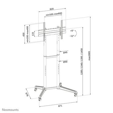 Neomounts FL50-540BL1 vogn med hjul - for fladt panel - sort