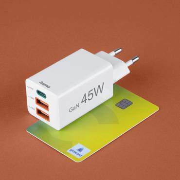 Hama 00201995 oplader til mobil enhed Smartphone Hvid Vekselstrøm Hurtig opladning Indendørs, Udendørs