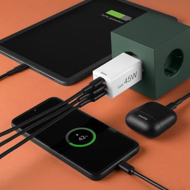 Hama 00201995 oplader til mobil enhed Smartphone Hvid Vekselstrøm Hurtig opladning Indendørs, Udendørs