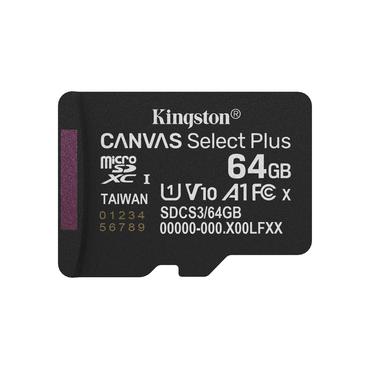 Kingston Technology 64 GB micSDXC Canvas Select Plus Gen3 100R A1, enkelt pakke uden ADP
