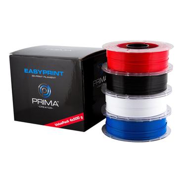 PrimaCreator EasyPrint PLA Value Pack Standard - 4 pakker - sort, hvid, blå, rød - PLA-filament
