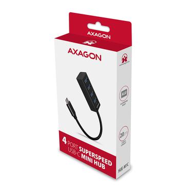 Axagon HUE-M1C interface hub USB 3.2 Gen 1 (3.1 Gen 1) Type-C 5000 Mbit/s Sort