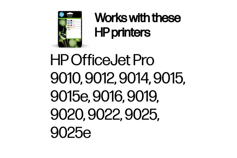 HP Originale 963-blækpatroner, sort/cyan/magenta/gul, 4 stk.