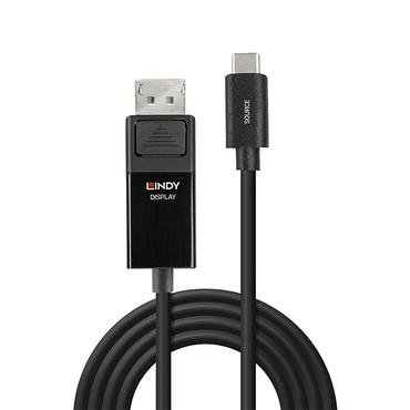 Lindy 43343 videokabel adapter 3 m USB Type-C DisplayPort Sort