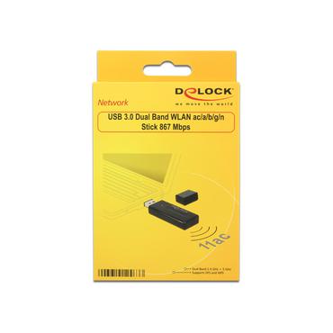 Delock USB 3.0 Dual Band WLAN ac/a/b/g/n Stick - netværksadapter - USB 3.0
