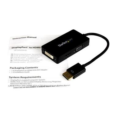 StarTech.com A/V-reseadapter: 3-i-1 DisplayPort till VGA-, DVI- eller HDMI-konverterare - videokort - DisplayPort / HDMI / DVI / VGA - 26.6 m