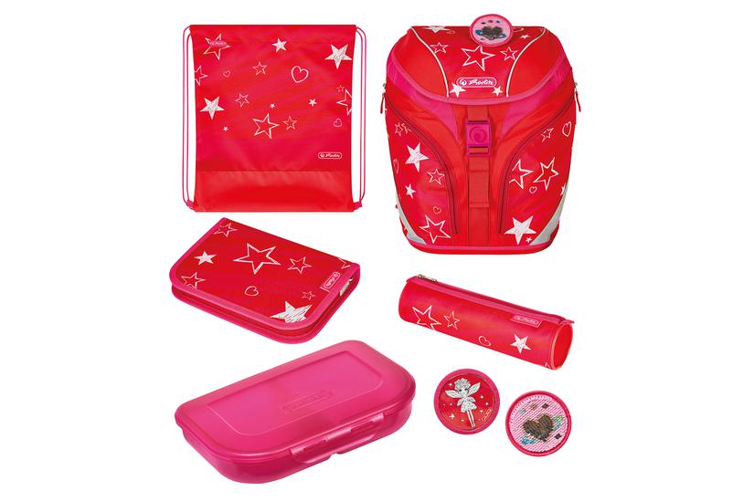 Herlitz Softlight Plus Stars&strips Skoletaskesæt Pige Polyester Lyserød Rød