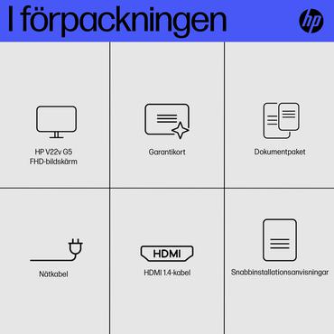 HP V22v G5 skærm - Kantbelyst LED - 22" - AMD FreeSync - VA - 5ms