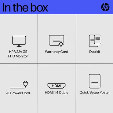 HP V22v G5 skærm - Kantbelyst LED - 22" - AMD FreeSync - VA - 5ms