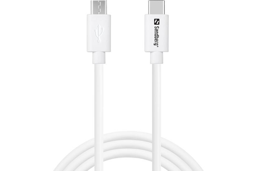 Sandberg 136-74 USB-kabel 1 m USB C Micro-USB B Hvid