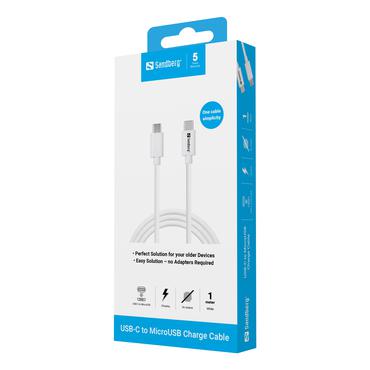 Sandberg 136-74 USB-kabel 1 m USB C Micro-USB B Hvid