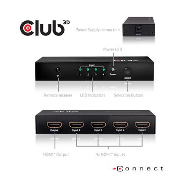 Club 3D SenseVision CSV-1370 - video-/audioswitch - 4 porte