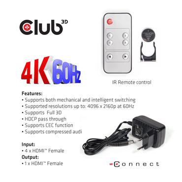 Club 3D SenseVision CSV-1370 - video-/audioswitch - 4 porte