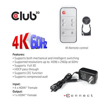 Club 3D SenseVision CSV-1370 - video-/audioswitch - 4 porte